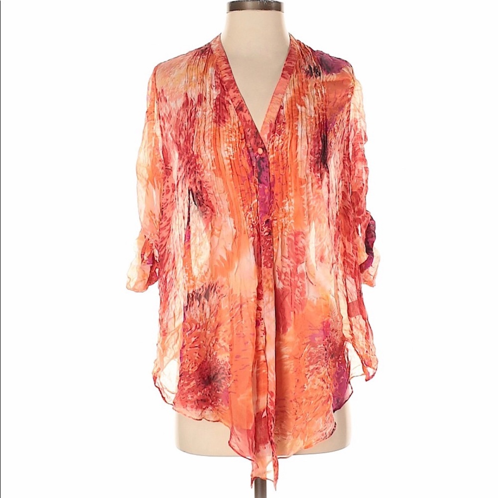 Gibson 3/4 sleeve silk blouse top